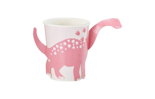 Roze Dinosaurus Bekers - 8 stuks - Pink Dinosaur Ginger Ray