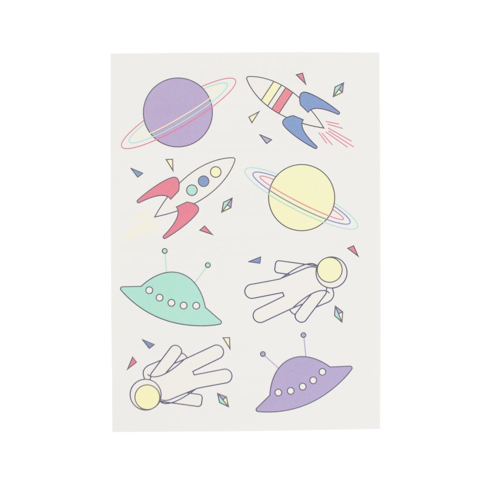 Cosmic Plaktatoeages - Set van 8 - Tijdelijke tattoos
