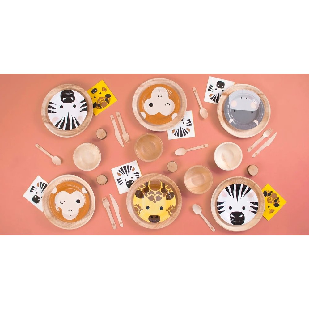 Wilde Dieren Bordjes - 8 stuks - 18 cm - Mini Safari
