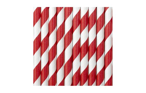 Rietjes Streepjes Rood en Wit - 10 stuks - 20 cm