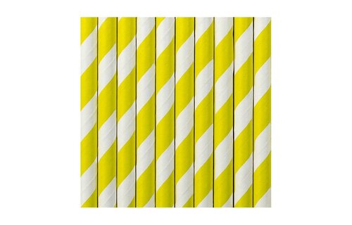 Rietjes Streepjes Geel en Wit - 10 stuks - 20 cm