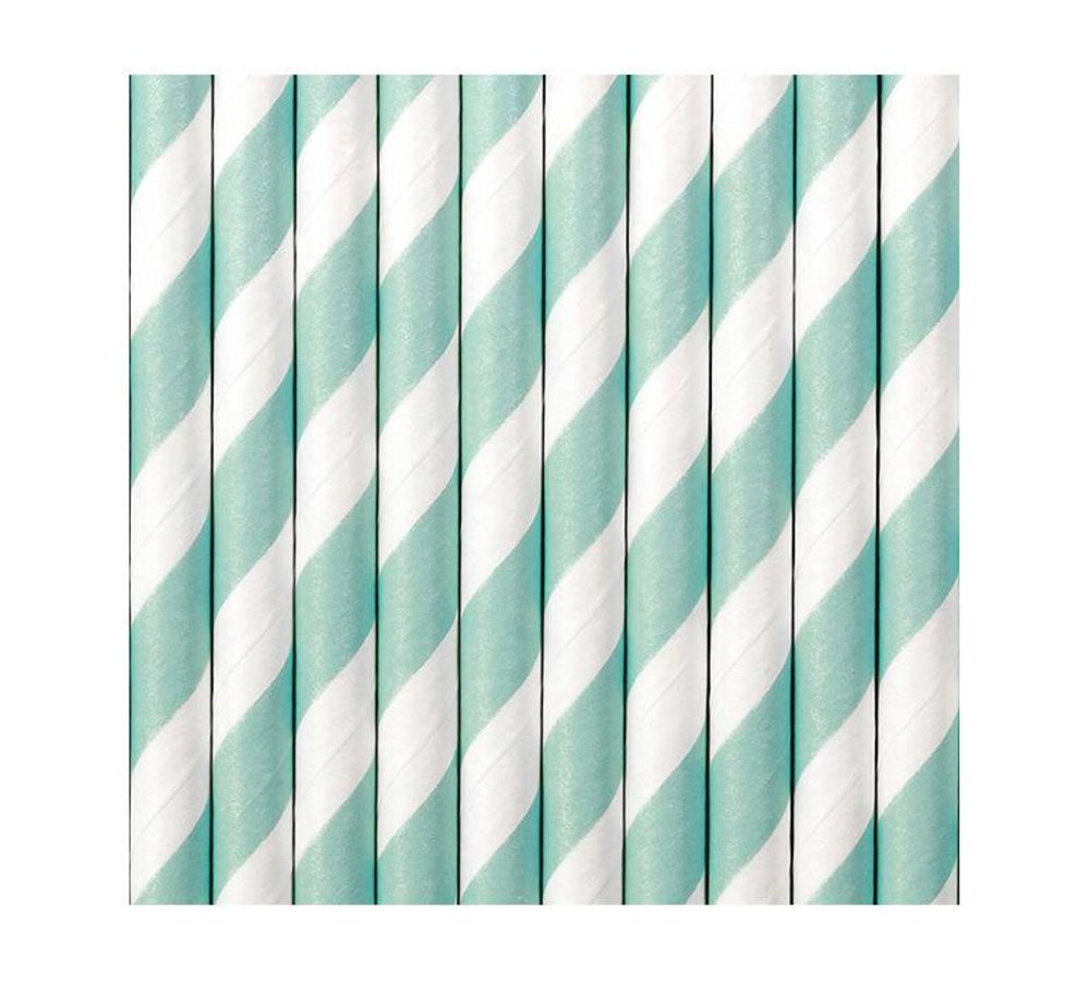 Rietjes Streepjes Babyblauw en Wit - 10 stuks - 20 cm