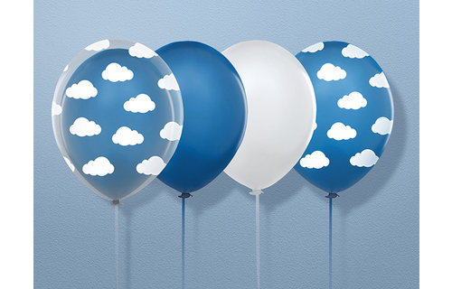 Ballonnen met Wolkjes (Blauw) - 6 stuks - 30 cm