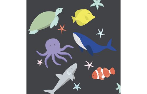 Zeedieren (Ocean) Plaktatoeages - Set van 8 - Diep in de zee tattoos