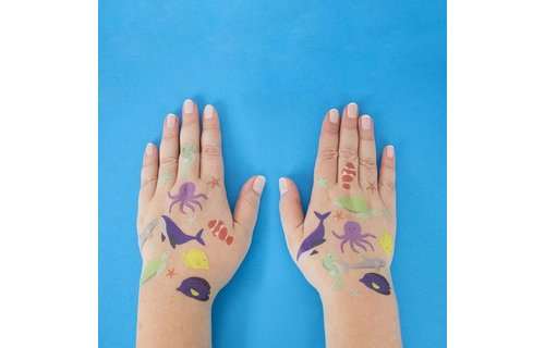 Zeedieren (Ocean) Plaktatoeages - Set van 8 - Diep in de zee tattoos
