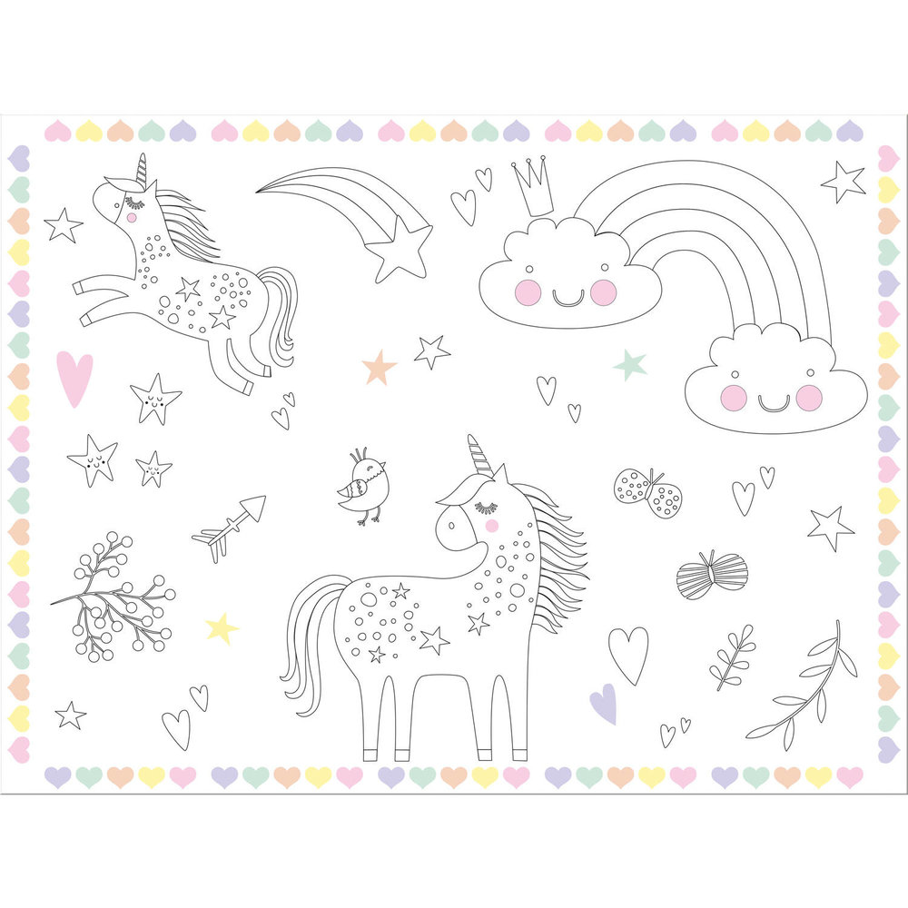 Unicorns & Rainbows Placemats Kleurplaten - 6 stuks
