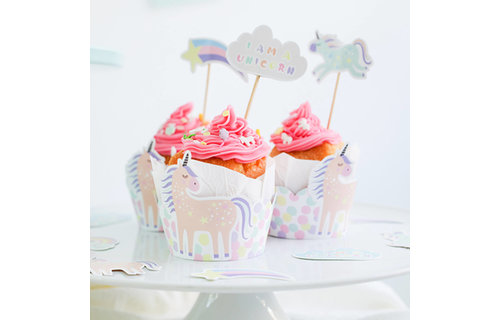 Unicorns & Rainbows Cupcakes Decoratie Set - 6 stuks - Eenhoorn feestartikelen