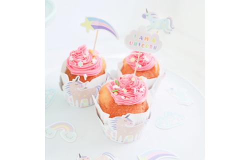 Unicorns & Rainbows Cupcakes Decoratie Set - 6 stuks - Eenhoorn feestartikelen