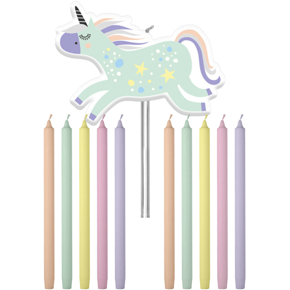 Unicorns & Rainbows Taartkaarsjes - 11 stuks - Eenhoorn feestartikelen
