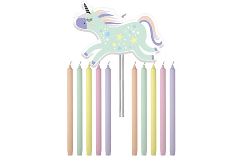 Unicorns & Rainbows Taartkaarsjes - 11 stuks - Eenhoorn feestartikelen
