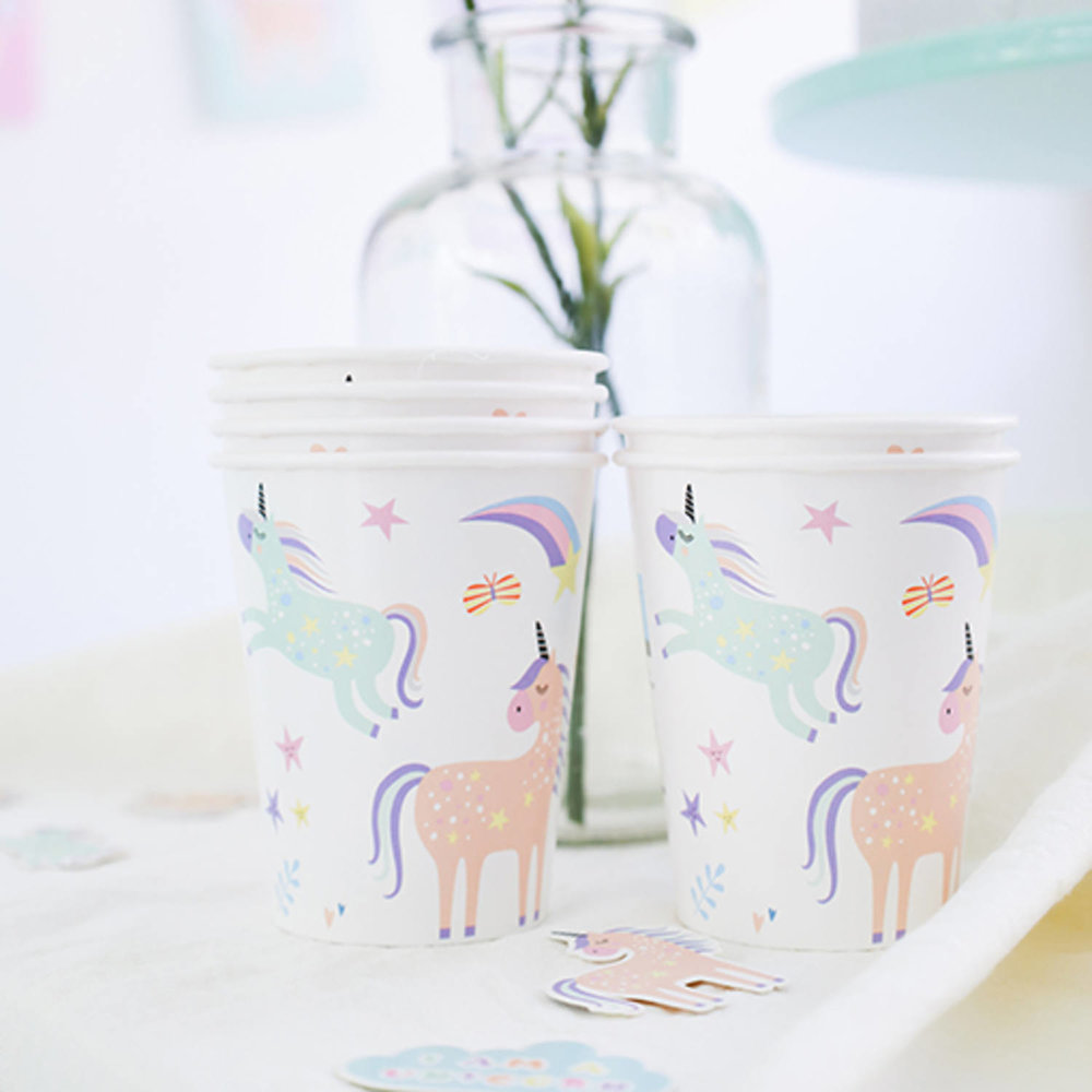 Unicorns & Rainbows Bekers - 6 stuks - Eenhoorn feestartikelen