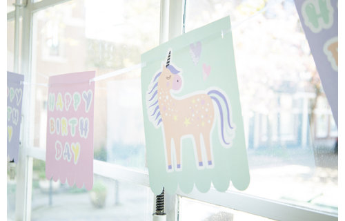 Unicorns & Rainbows Vlaggenlijn - per stuk - Eenhoorn versiering