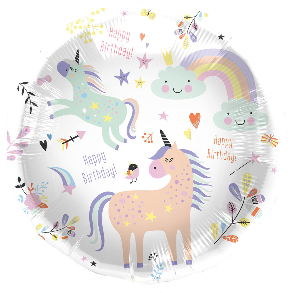Unicorns & Rainbows Folieballon (Rond) - per stuk - Eenhoorn versiering