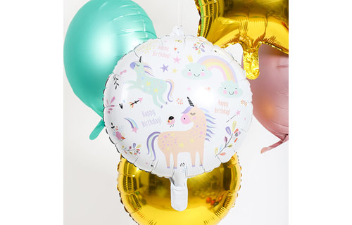Unicorns & Rainbows Folieballon (Rond) - per stuk - Eenhoorn versiering