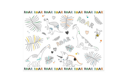 Dino Roars Placemats Kleurplaten - 6 stuks - Dinosaurus feestartikelen