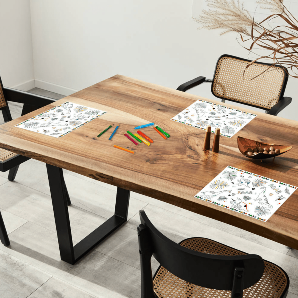 Dino Roars Placemats Kleurplaten - 6 stuks - Dinosaurus feestartikelen