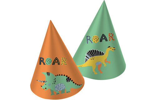 Dino Roars Hoedjes - 6 stuks - Dinosaurus feestartikelen