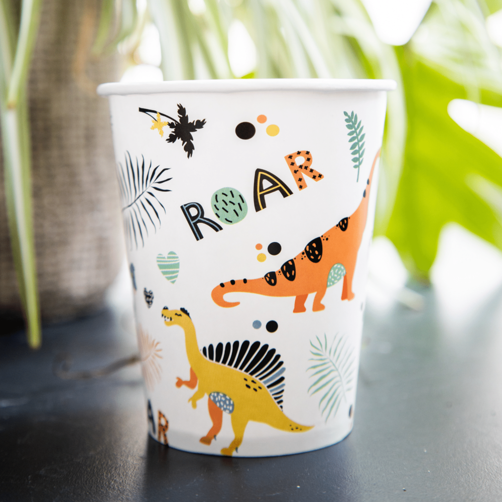 Dino Roars Bekers - 6 stuks - Dinosaurus feestartikelen