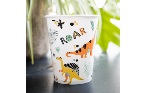 Dino Roars Bekers - 6 stuks - Dinosaurus feestartikelen