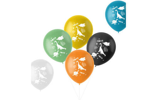 Dino Roars Ballonnen - 6 stuks - Dinosaurus versiering