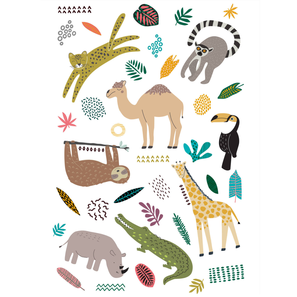 Animals Party Tatoeages - 6 stuks - Wilde dieren feestartikelen