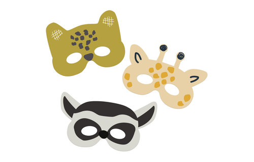 Animals Party Maskers - 6 stuks - Wilde dieren feestartikelen