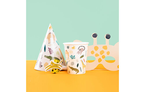 Animals Party Hoedjes - 6 stuks - Wilde dieren feestartikelen