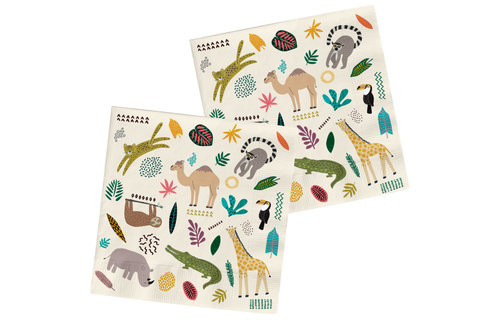 Animals Party Servetten - 20 stuks - Wilde dieren feestartikelen