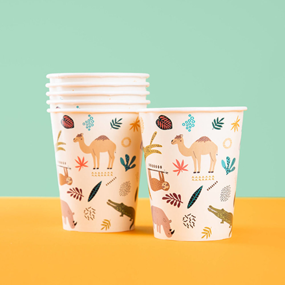 Animals Party Bekers - 6 stuks - Wilde dieren feestartikelen