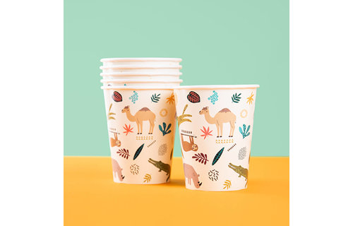 Animals Party Bekers - 6 stuks - Wilde dieren feestartikelen