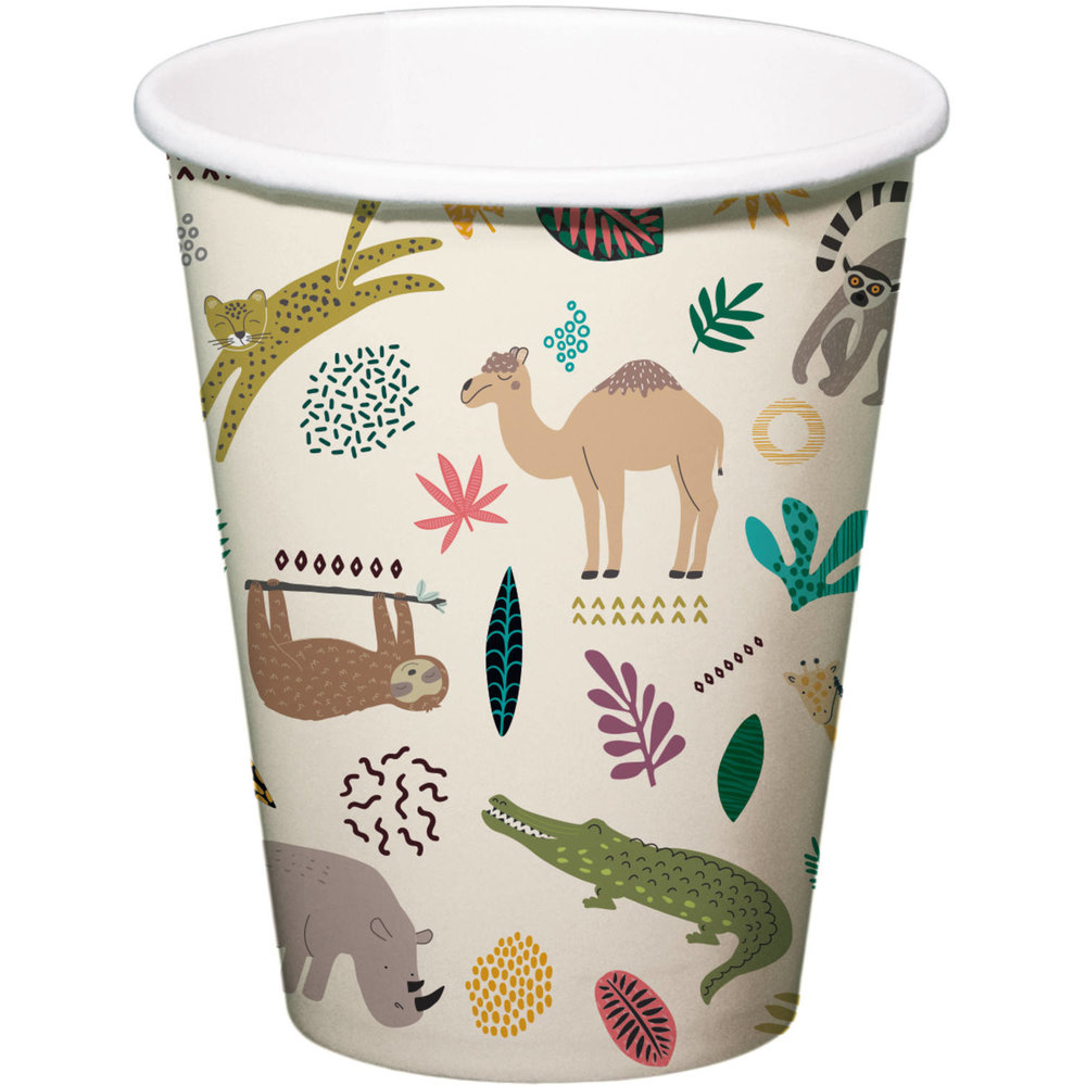 Animals Party Bekers - 6 stuks - Wilde dieren feestartikelen
