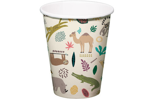 Animals Party Bekers - 6 stuks - Wilde dieren feestartikelen