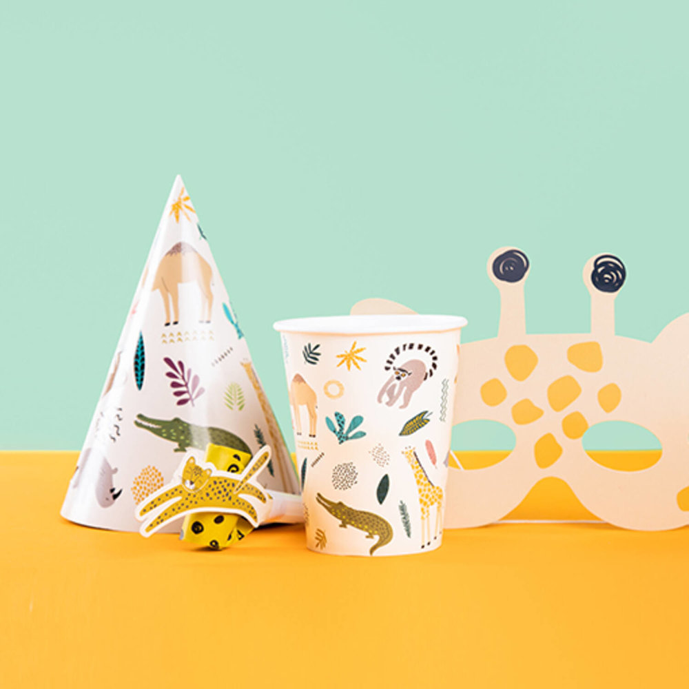 Animals Party Bekers - 6 stuks - Wilde dieren feestartikelen
