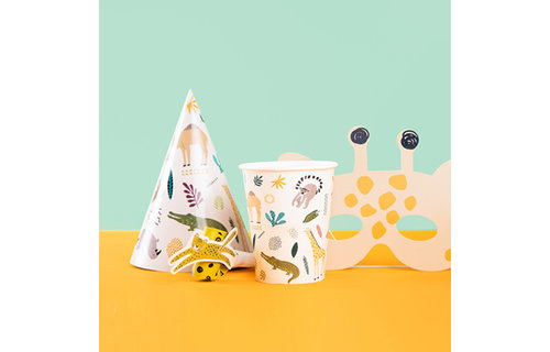 Animals Party Bekers - 6 stuks - Wilde dieren feestartikelen