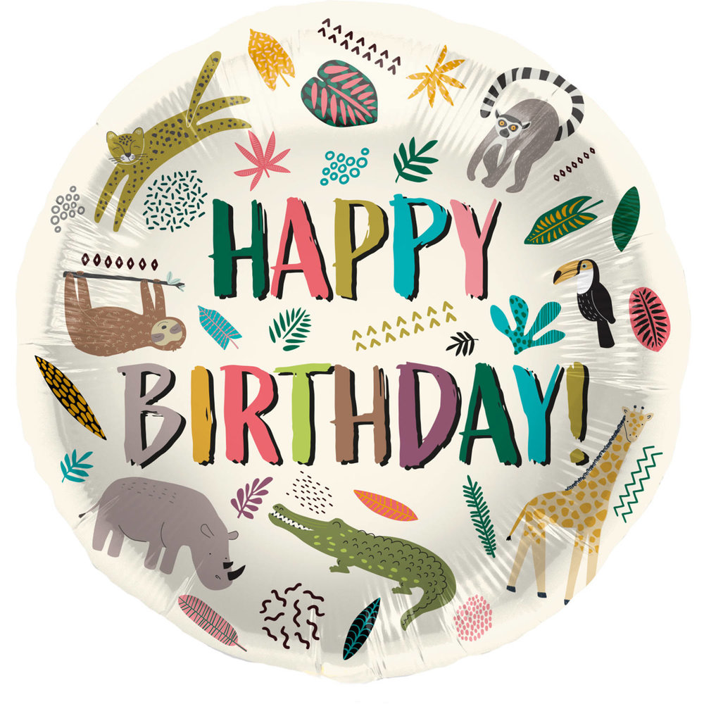 Animals Party Folieballon (rond) - per stuk - Wilde dieren versiering