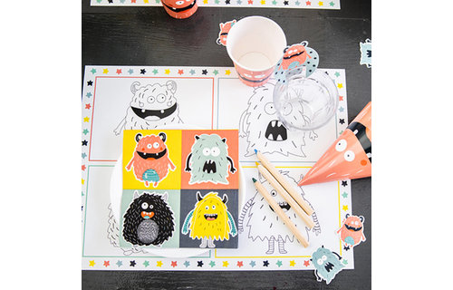 Monster Bash Placemats Kleurplaten - 6 stuks - Feestartikelen voor Kids
