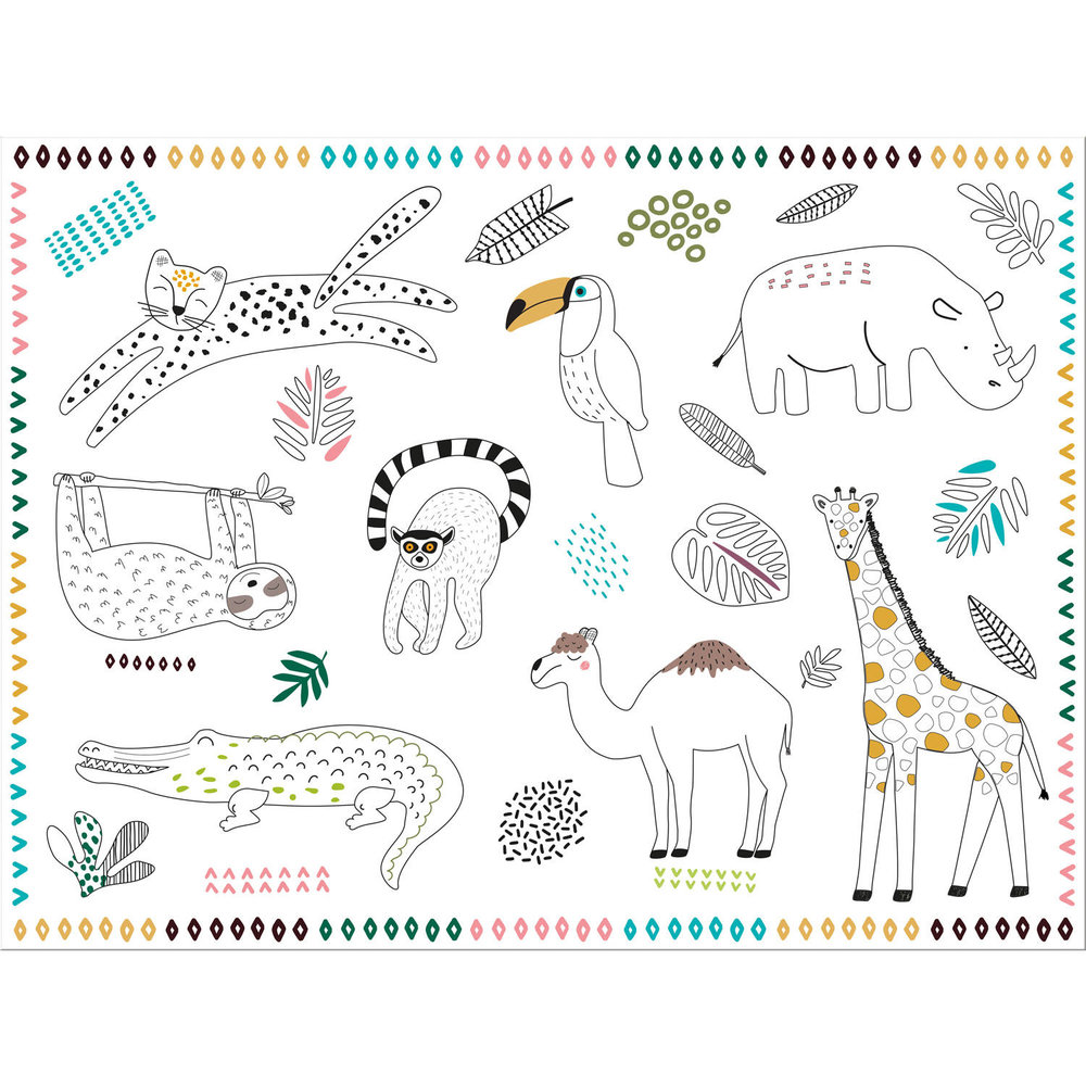 Animals Party Placemats Kleurplaten - 6 stuks - Feestartikelen voor Kids