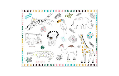 Animals Party Placemats Kleurplaten - 6 stuks - Feestartikelen voor Kids
