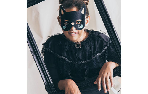 Zwarte Kat Masker (Vilt) - per stuk - Dierenmasker
