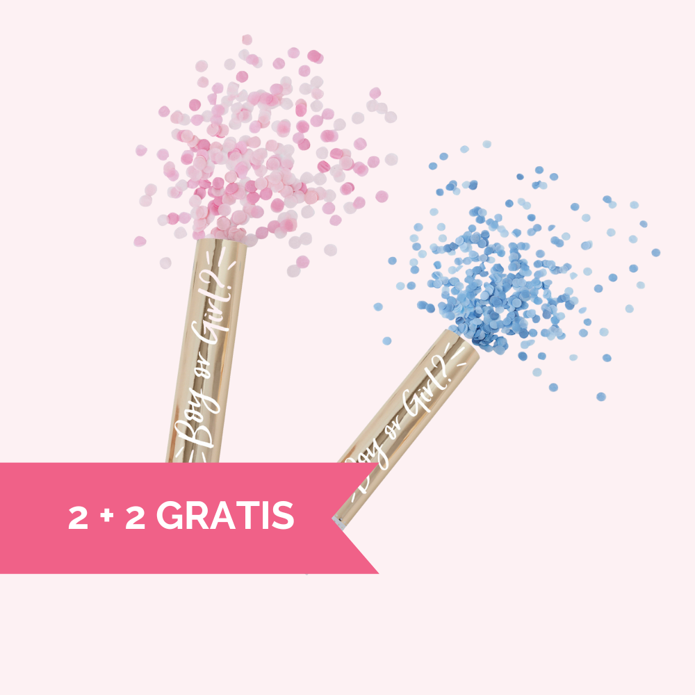 2 + 2 Gratis : Confetti Kanonnen Gender Reveal