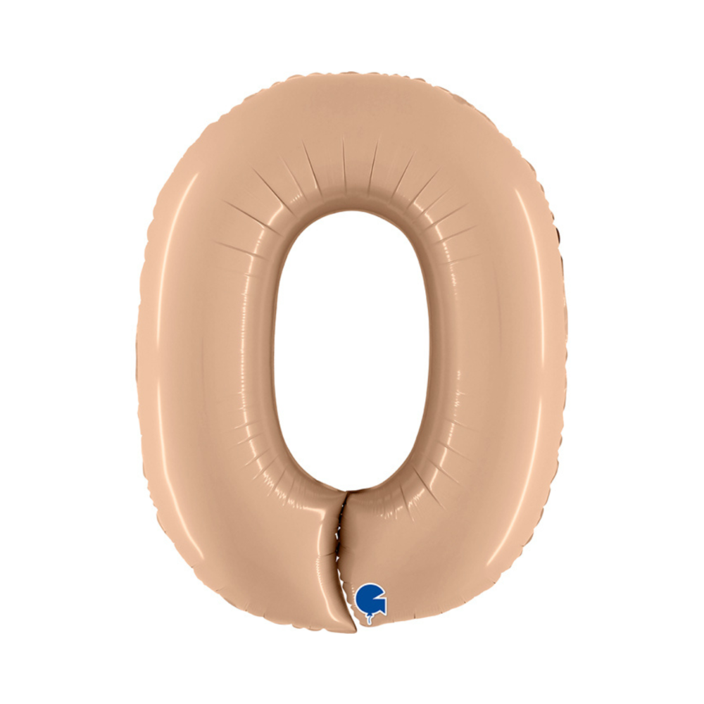XL Cijfer 0 Folieballon Nude (Beige) - 102 cm