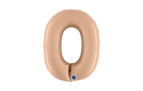 XL Cijfer 0 Folieballon Nude (Beige) - 102 cm