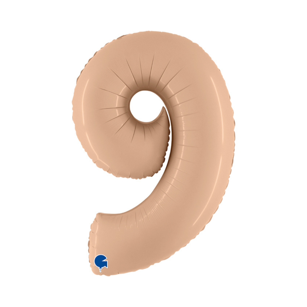 XL Cijfer 9 Folieballon Nude (Beige) - 102 cm