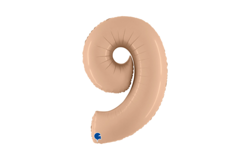 XL Cijfer 9 Folieballon Nude (Beige) - 102 cm