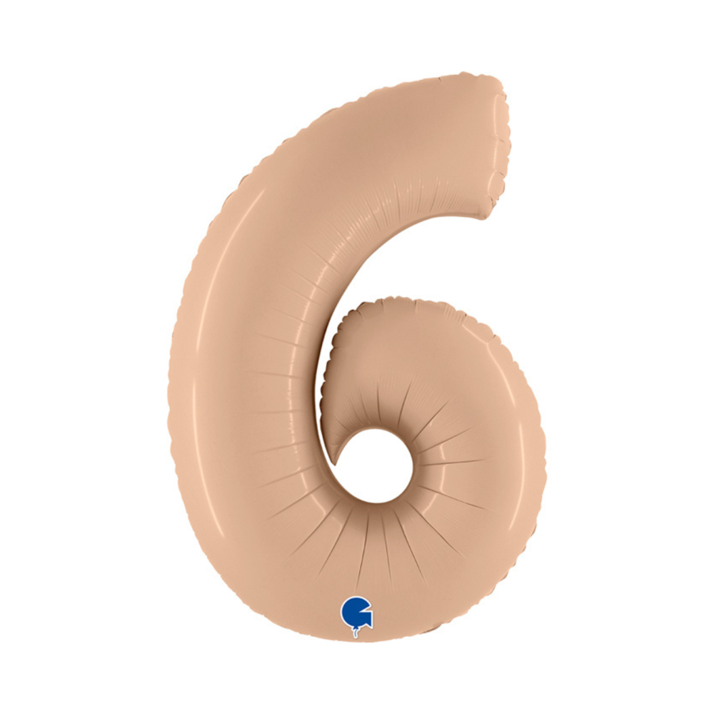 XL Cijfer 6 Folieballon Nude (Beige) - 102 cm