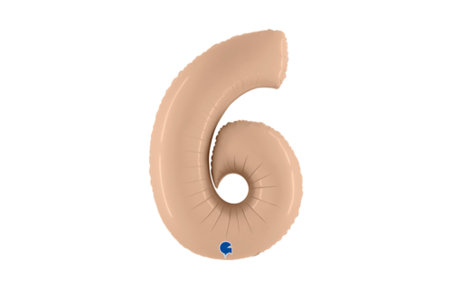 XL Cijfer 6 Folieballon Nude (Beige) - 102 cm