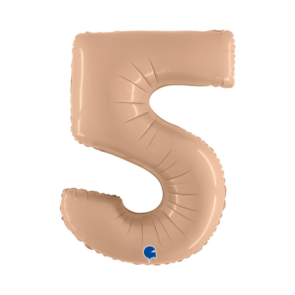 XL Cijfer 5 Folieballon Nude (Beige) - 102 cm
