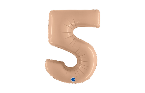 XL Cijfer 5 Folieballon Nude (Beige) - 102 cm