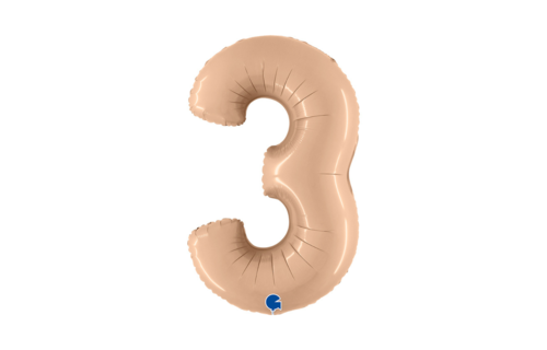 XL Cijfer 3 Folieballon Nude (Beige) - 102 cm