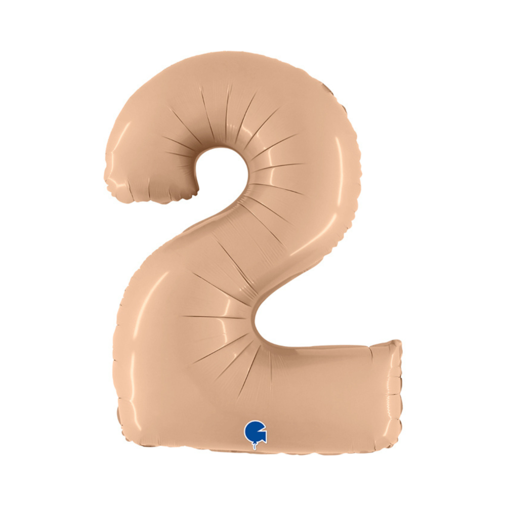 XL Cijfer 2 Folieballon Nude (Beige) - 102 cm
